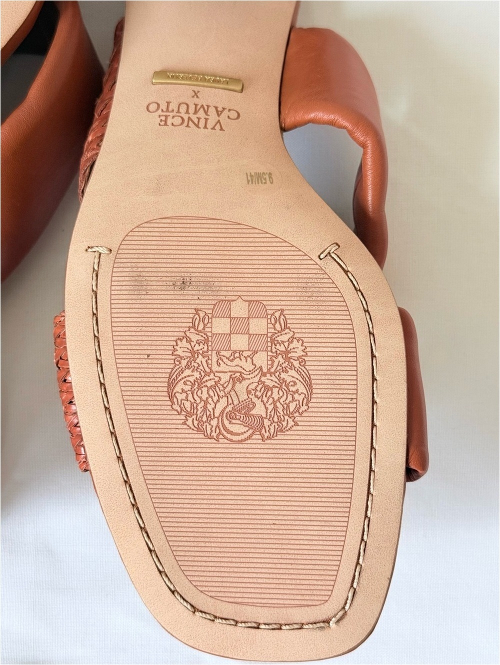 Vince Camuto x Laura Beverlin Braided Leather Block Heel Slides Size 9.5 - Picture 8 of 9